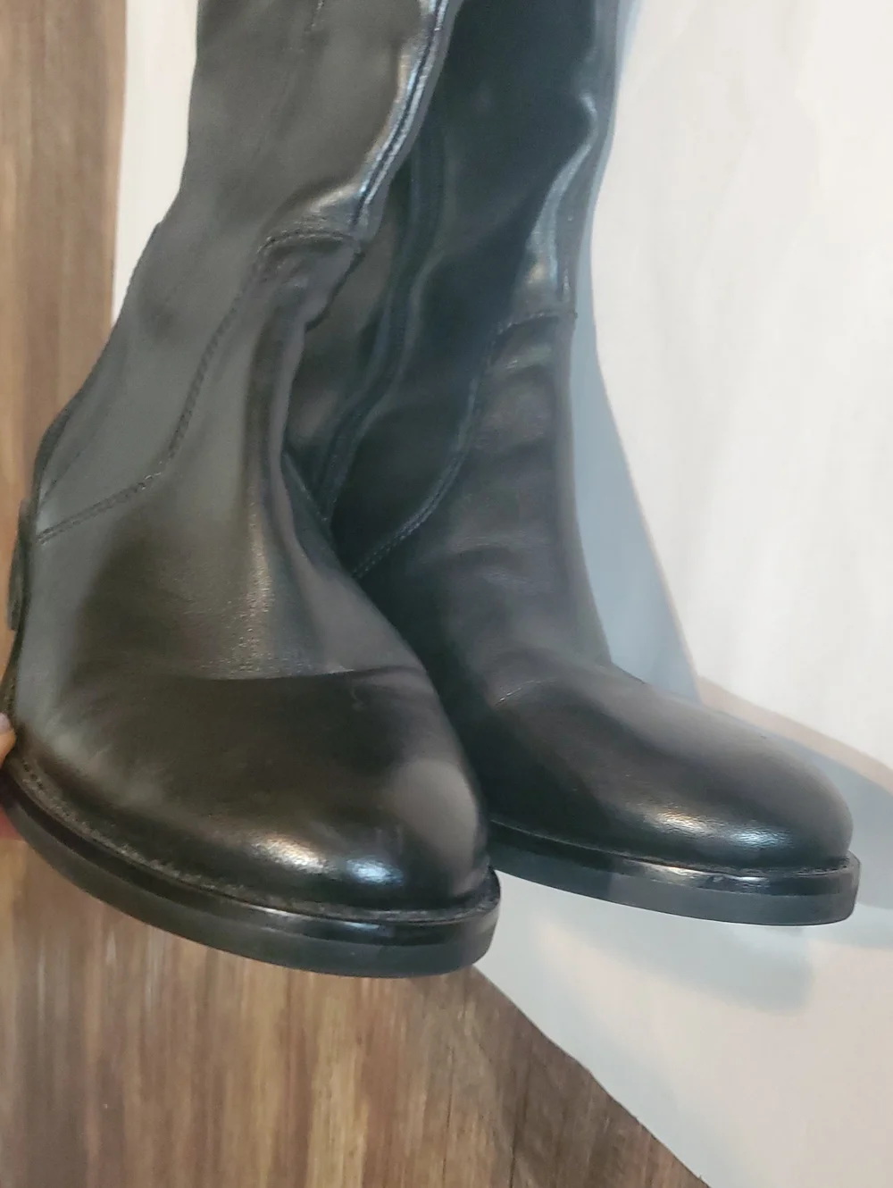 Women's Ecco Hobart Tall Black Leather Knee-High Buckle Riding Boots Size 10